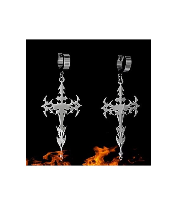 Boucles d'oreilles créoles croix tribales