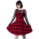 Robe Salopette Maeva Tartan Rouge Et Noir