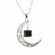 Collier lune et obsidienne