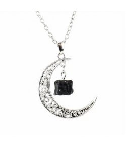 Collier Lune Et Obsidienne