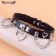 Choker Pendentif Coeur, Rivets Coeurs Et Chaines