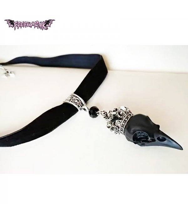 Choker Corbeau Velours Noir