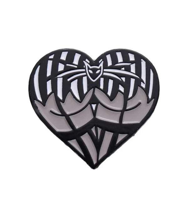 Pins Coeur Halloween Noir et Blanc