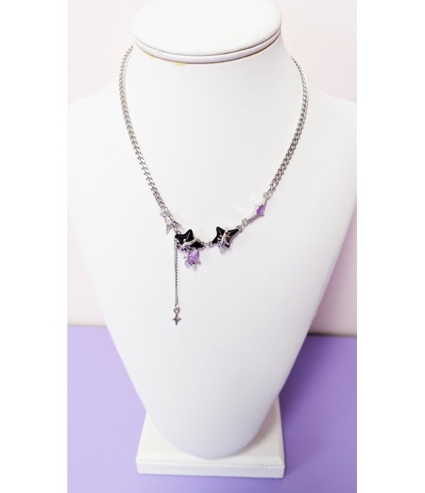 Collier Etoiles Violet et Noir