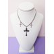 Collier Croix Noir Rose