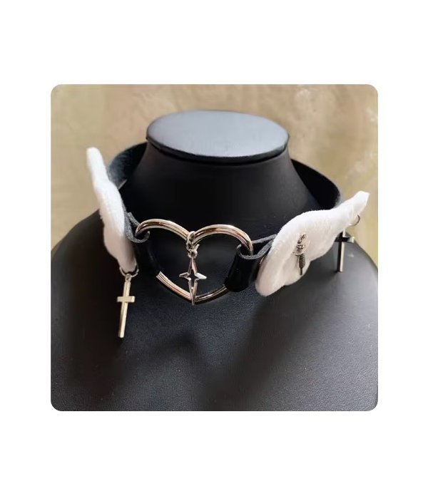 Choker ailes d'ange coeur croix